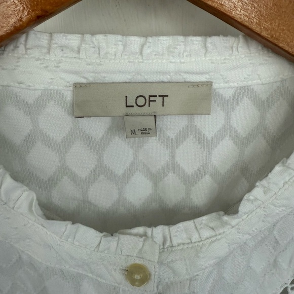 LOFT Ivory Textured Ruffle Blouse - Picture 6 of 7